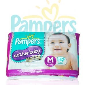 Pampers Active Baby Diapers Jumbo M 42pcs